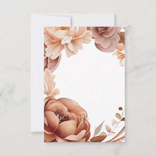 Boho Terracotta Floral Mason Jar Navy Blue Wedding 出欠カード (裏面)