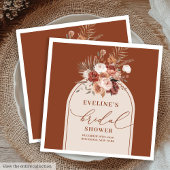 Boho Terracotta Floral Napkins for Bridal Shower