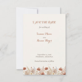 Boho Terracotta Floral & Pampas Grass セーブザデート