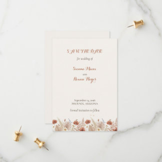 Boho Terracotta Floral & Pampas Grass セーブザデート