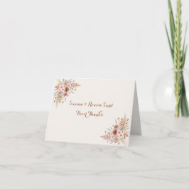 Boho Terracotta Floral & Pampas Grass Wedding サンキューカード