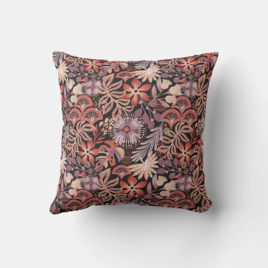 Boho Terracotta Floral Pattern クッション (裏面)