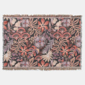 Boho Terracotta Floral Pattern Throw Blanket スローブランケット (正面)