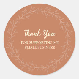 Boho Terracotta Floral Thank You Small Business ラウンドシール