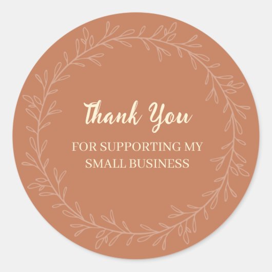 Boho Terracotta Floral Thank You Small Business ラウンドシール (正面)