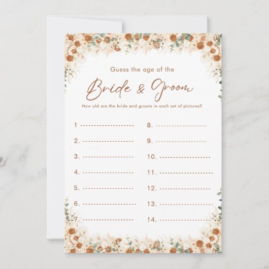 Boho Terracotta Guess the Age Game | Rustic Bridal (正面)