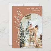 Boho Terracotta Happy Holidays Photo シーズンカード (正面)