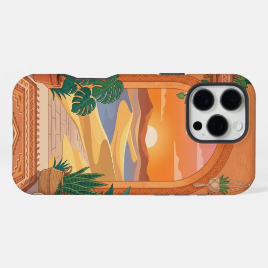 Boho Terracotta iPhone 16 Pro Max Case | Tropical iPhoneケース (裏面横)