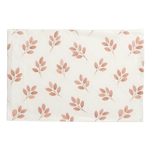 Boho Terracotta Leaf Botanical Pattern Pillowcase 枕カバー (裏面-左)