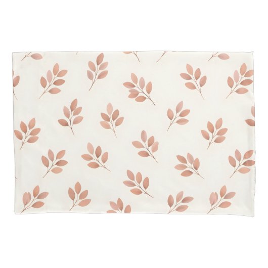 Boho Terracotta Leaf Botanical Pattern Pillowcase 枕カバー (正面左)