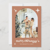 Boho Terracotta Merry Christmas Photo シーズンカード (正面)