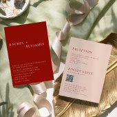 Boho Terracotta Minimalist Wedding 2 Sided QR Code 招待状