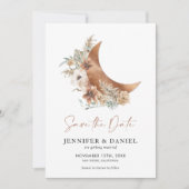 Boho Terracotta Moon Photo Save the Date Card 招待状 (正面)