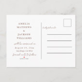 Boho Terracotta One Photo Save the Date Wedding 案内ポストカード (裏面)