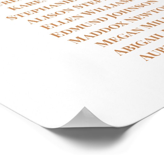 Boho Terracotta palms Wedding Seating Chart ポスター (角)