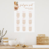 Boho Terracotta palms Wedding Seating Chart ポスター (キッチン)