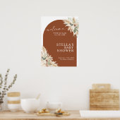 Boho Terracotta Pampas Grassベビーシャワーポスター ポスター (キッチン)