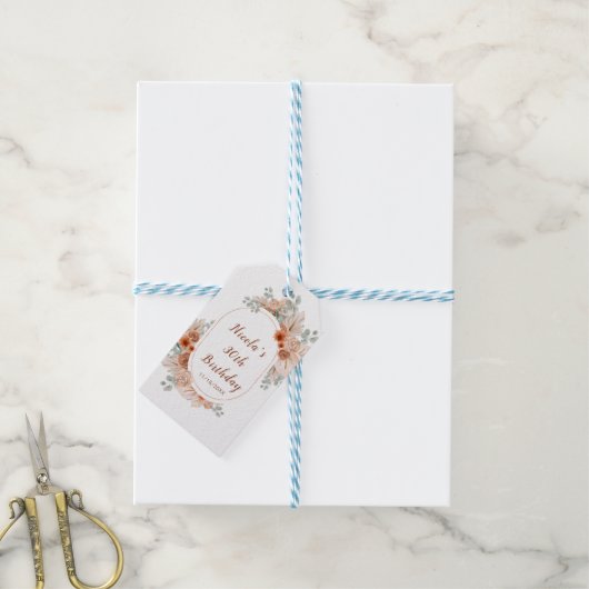 Boho Terracotta Pampas Grass ギフトタグ (より糸付き)