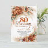Boho terracotta pampas grass 80th Birthday invite 招待状 (スタンド正面)