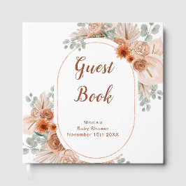 Boho Terracotta Pampas Grass Baby Shower ゲストブック