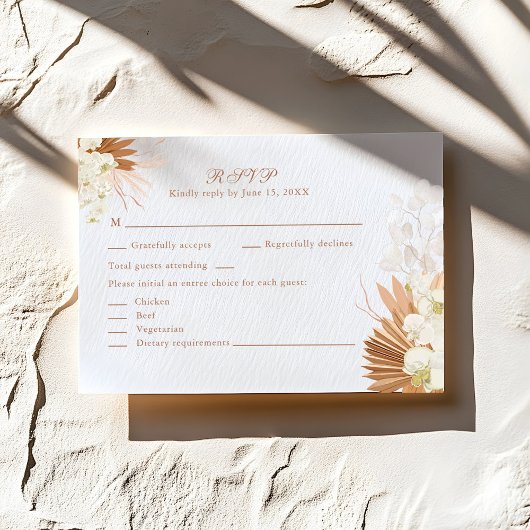 Boho Terracotta Pampas Grass Floral Wedding RSVP