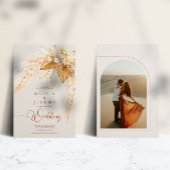 Boho Terracotta Pampas Grass Photo 結婚's 招待状