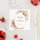 Boho Terracotta Pampas Grass Wedding スタンダードカクテルナプキン (インサイチュ)