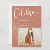 Boho Terracotta Photo Graduation 招待状 (正面)