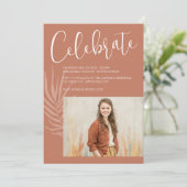 Boho Terracotta Photo Graduation 招待状 (スタンド正面)