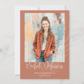 Boho Terracotta Photo Graduation 招待状 (裏面)