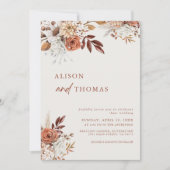 Boho Terracotta QRコード2 in 1結婚's 招待状 (正面)