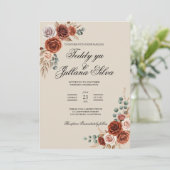 Boho terracotta qr code 2 in 1 wedding invitation 招待状 (スタンド正面)