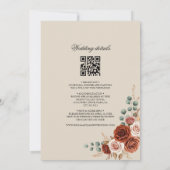 Boho terracotta qr code 2 in 1 wedding invitation 招待状 (裏面)