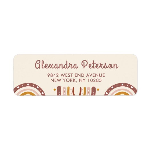 Boho Terracotta Rainbow Return ラベル (正面)