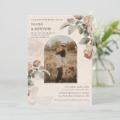 Boho Terracotta Rose Sage Greenery Wedding | 招待状 (スタンド正面)