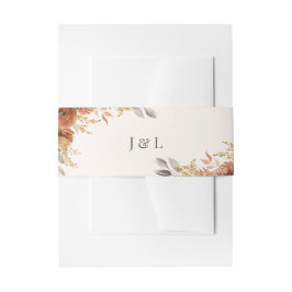 Boho Terracotta Rust Fall Floral Wedding 招待状ベリーバンド