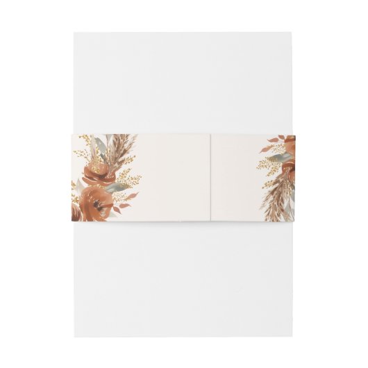 Boho Terracotta Rust Fall Floral Wedding 招待状ベリーバンド (裏面例)