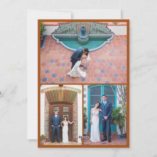 Boho Terracotta Rustic Married & Merry 4 Photo シーズンカード (裏面)