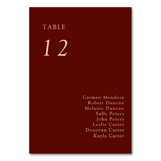 Boho Terracotta Seating Chart Wedding Copper テーブルナンバー (正面)