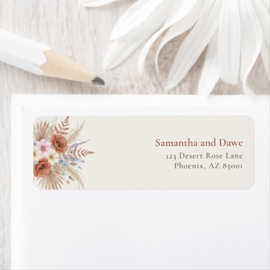 Boho Terracotta Wildflower Address ラベル (インサイチュ)