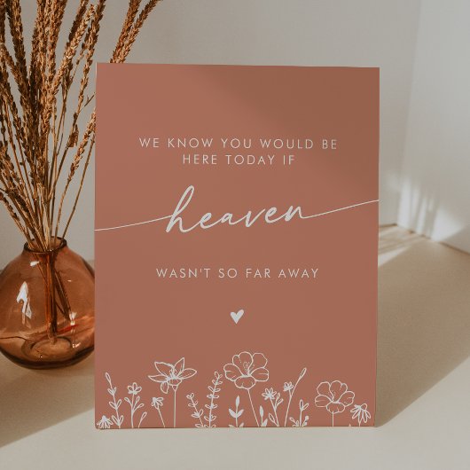 Boho Terracotta Wildflower Heaven Wedding Memorial 台座サイン