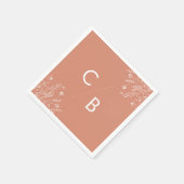Boho Terracotta Wildflower Monogrammed Napkins スタンダードカクテルナプキン (角)