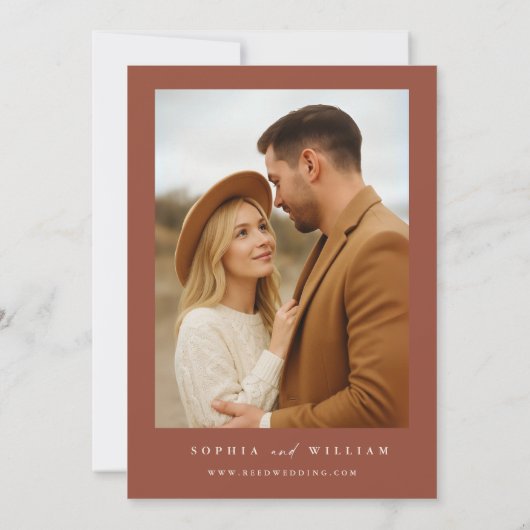 Boho Terracotta Wildflower Photo Wedding 招待状 (裏面)