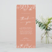 Boho Terracotta Wildflower Thank You Place Card メニュー (スタンド正面)