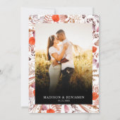 Boho Terracotta Wildflowers Photo Wedding Calendar セーブザデート (裏面)