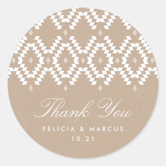 Boho Thankステッカー、クラフトフェイク ラウンドシール (正面)