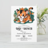 Boho Tigerデジタかわいらしルベビーシャワー 招待状 (スタンド正面)