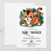 Boho Tigerデジタかわいらしルベビーシャワー 招待状 (正面/裏面)