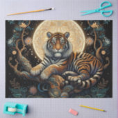 Boho Tiger in Tree with Moon 薄葉紙 (クラフト)