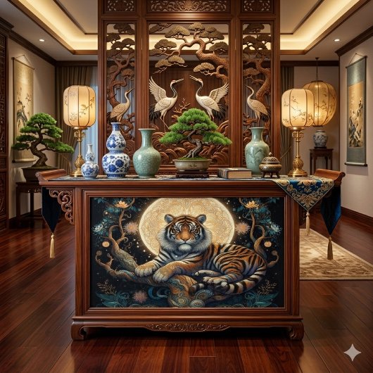 Boho Tiger in Tree with Moon 薄葉紙